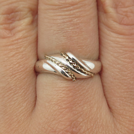 CHATEAU D'ARGENT 14K Gold & 925 Sterling Silver Vintage Twisted Ring Size 7.75