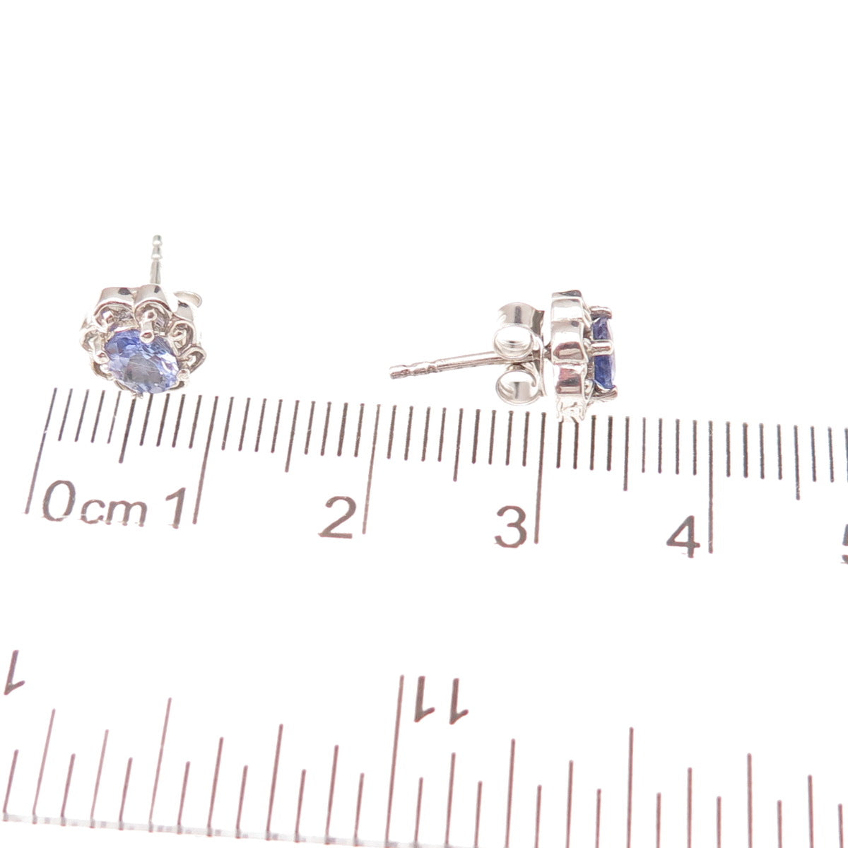 Chuck Clemency 925 Sterling Silver Real Oval-Cut Tanzanite Floral Stud Earrings