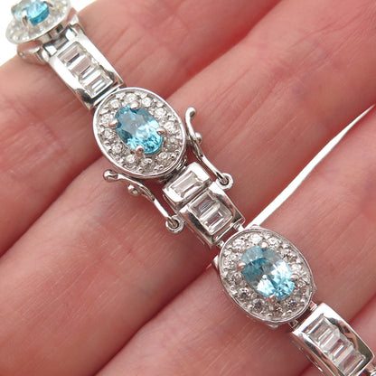 Carol Brodie MLD 925 Sterling Silver Real Blue & White Topaz Bracelet 7.25"