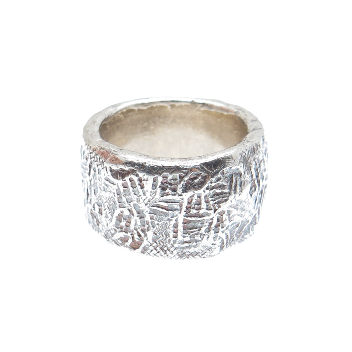 BRIM BITER 925 Sterling Silver Vintage Modernist Oxidized Band Ring Size 6