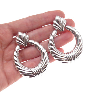 Chapal Zenray 925 Sterling Silver Vintage Door-Knocker Oxidized Dangle Earrings