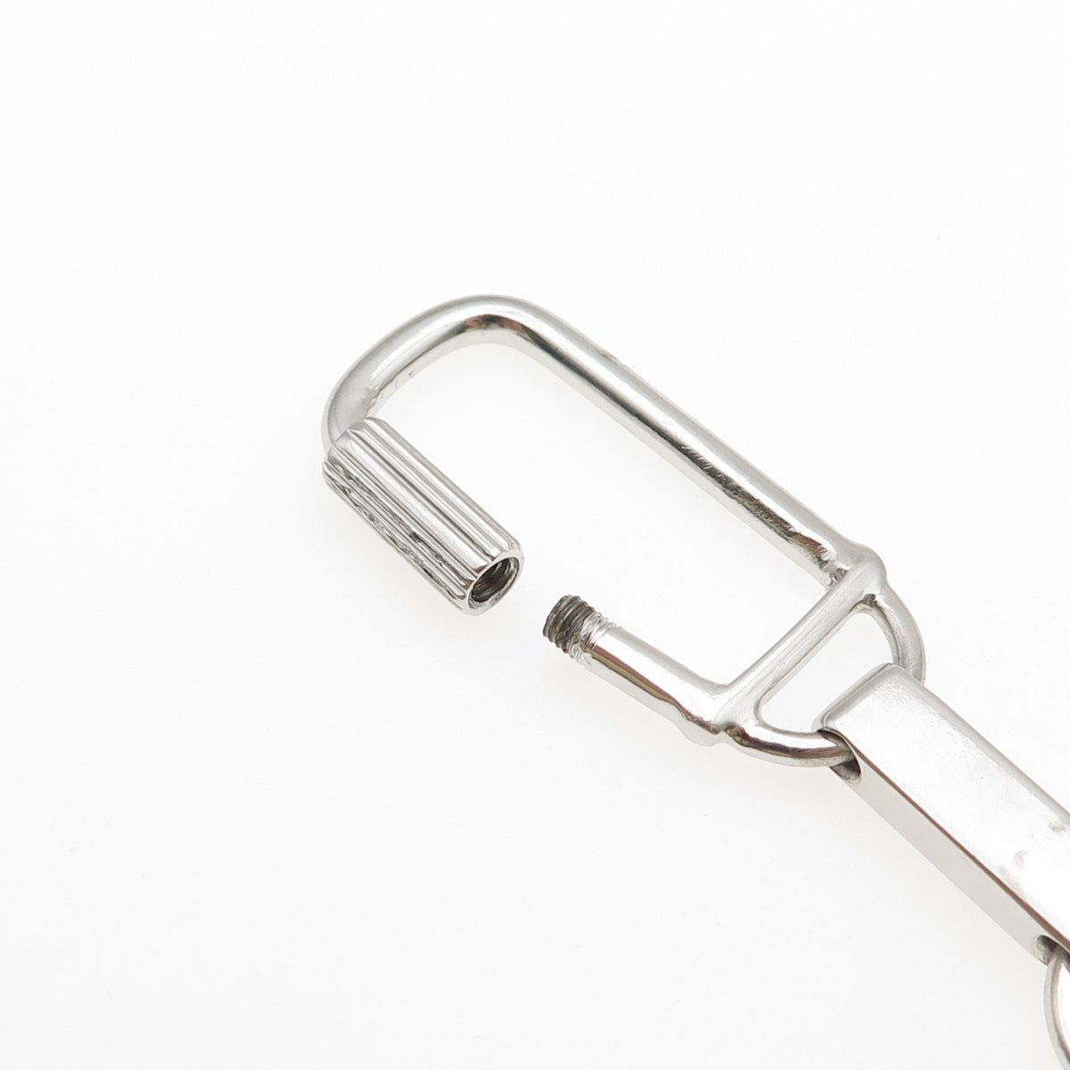 800 Silver Vintage Italy Engraved Chapel Key Fob Ring Holder