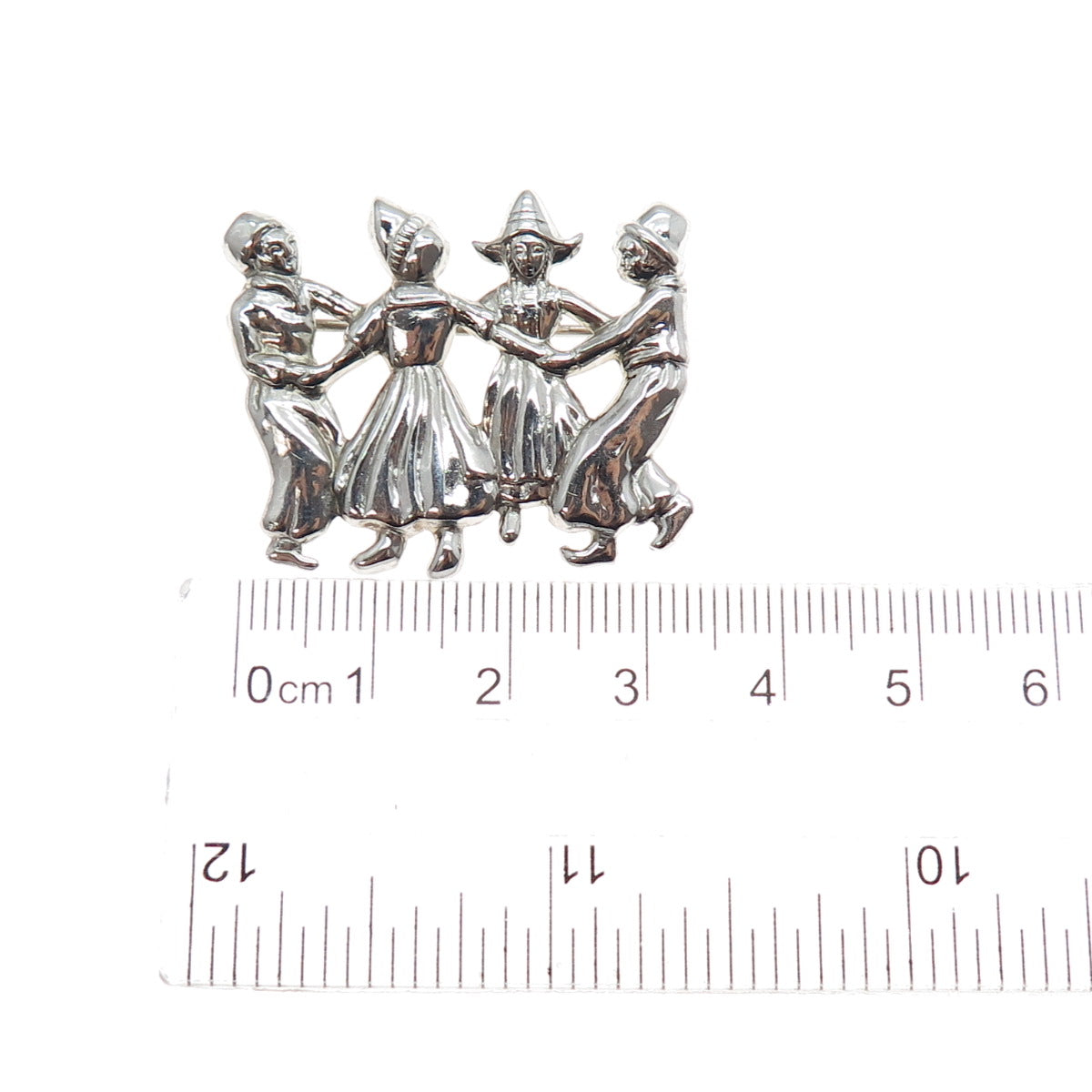 LANG 925 Sterling Silver Antique Art Deco Dutch Dancer Oxidized Pin Brooch