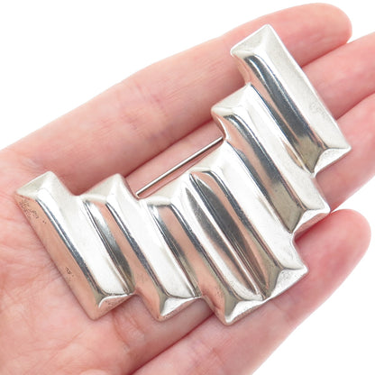 925 Sterling Silver Vintage Mexico Modernist Bar V Shape Pin Brooch