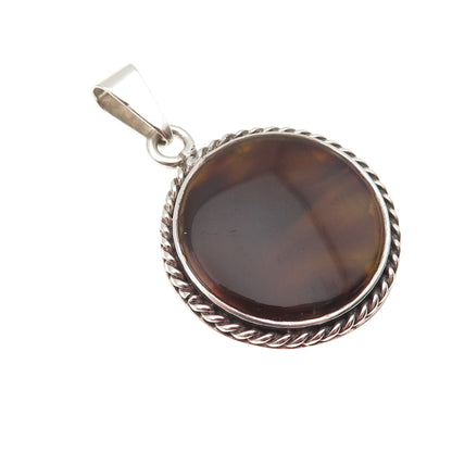 925 Sterling Silver Vintage Mexico Modernist Oxidized Charm Pendant