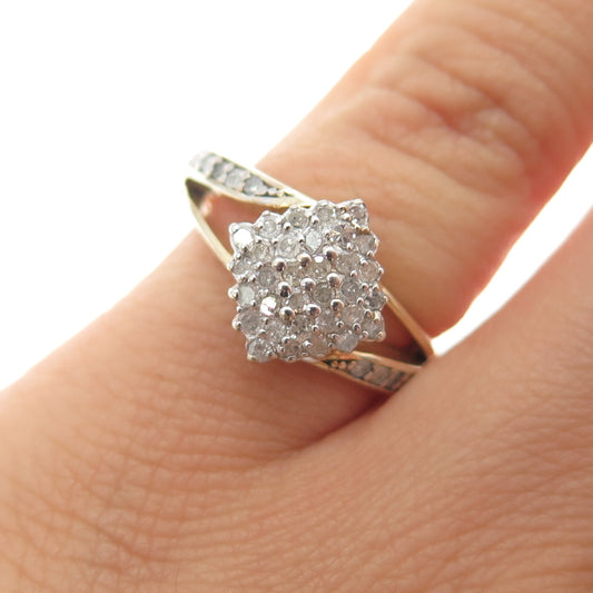 BGE BRADFORD 925 Sterling Silver Gold Plated Real Diamond Ring Size 5.25