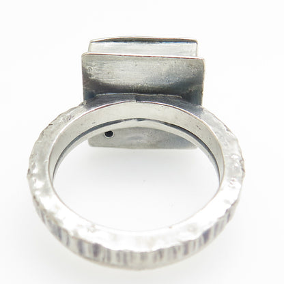 925 Sterling Silver Vintage Modernist Oxidized Ring Size 8