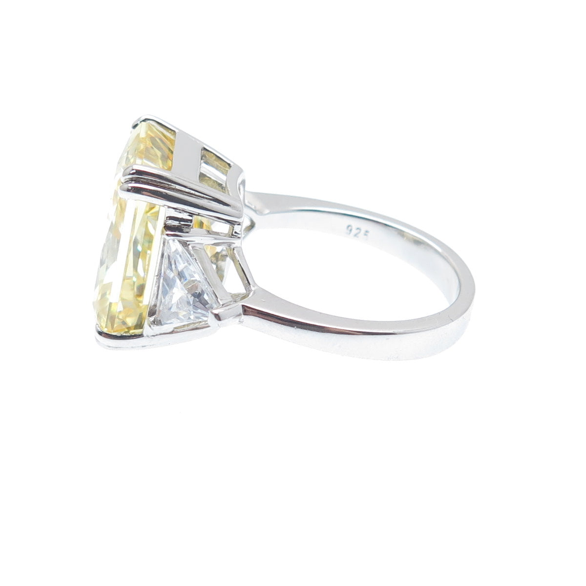 DSMK 925 Sterling Silver Canary & White Multi-Cut C Z Ring Size 6.25