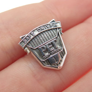 O.C. TANNER 925 Sterling Vintage PET Dairy Safe Driver Oxidized Tie Tack Pin
