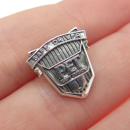 O.C. TANNER 925 Sterling Vintage PET Dairy Safe Driver Oxidized Tie Tack Pin
