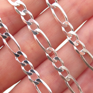 925 Sterling Silver Italy Figaro Chain Necklace 24"