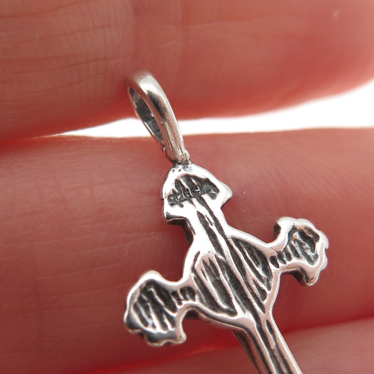 925 Sterling Silver Vintage Crucifix Cross Religious Oxidized Charm Pendant