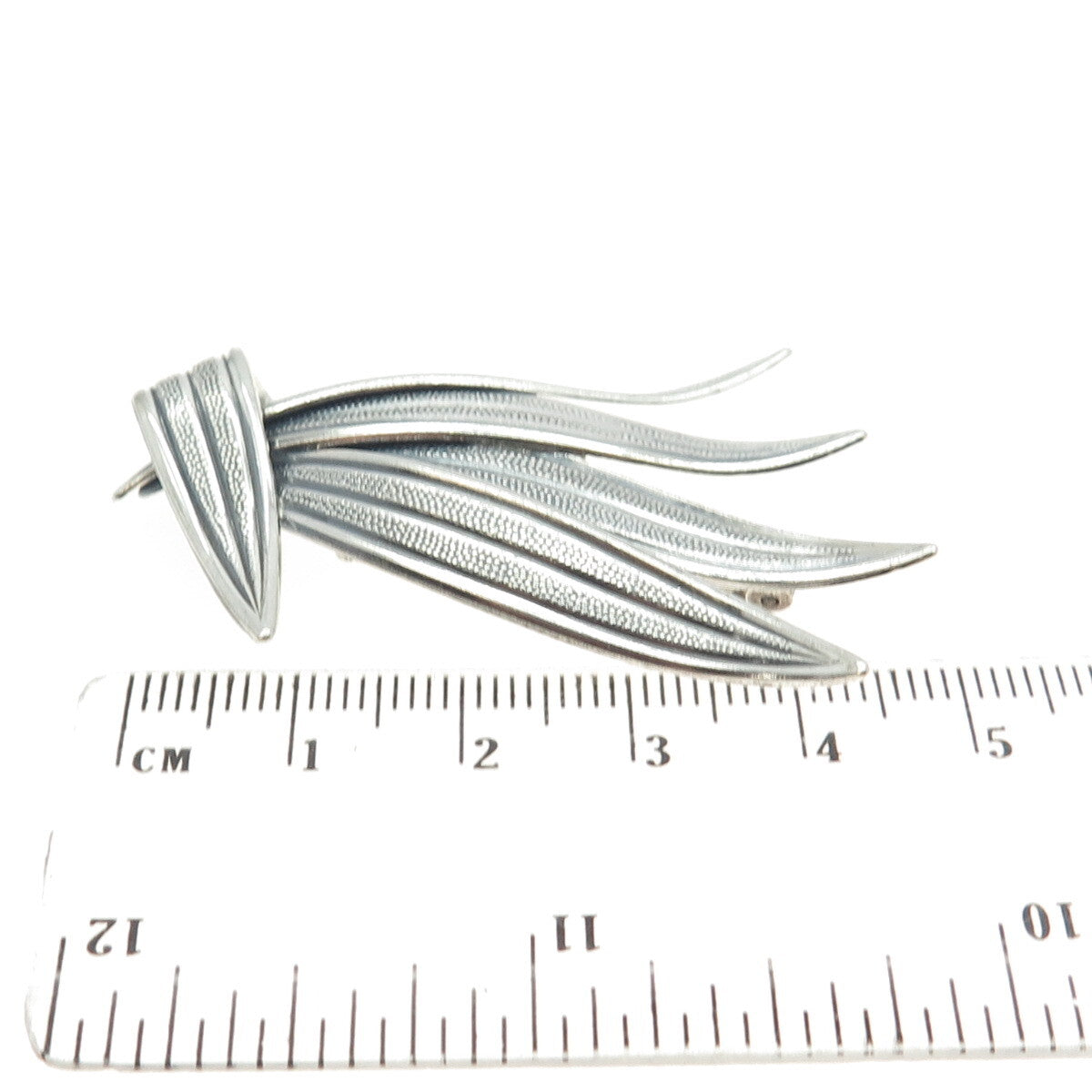BEAU 925 Sterling Silver Vintage Palm Frond Leaves Pin Brooch