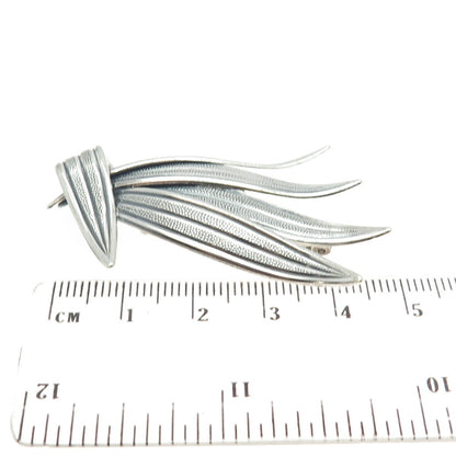 BEAU 925 Sterling Silver Vintage Palm Frond Leaves Pin Brooch