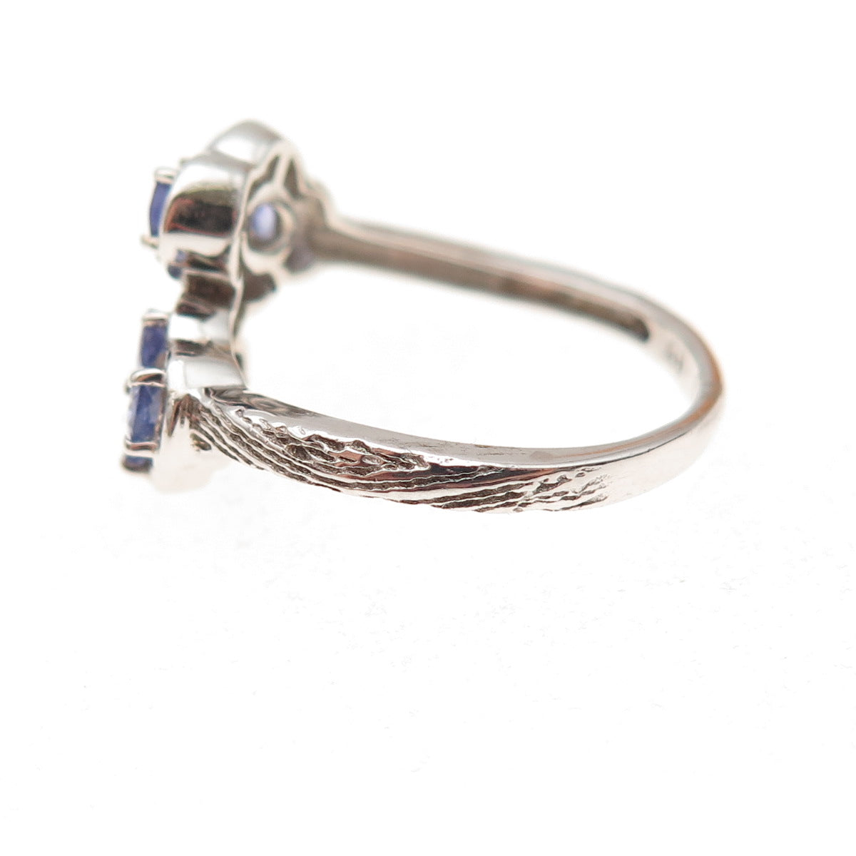 Chuck Clemency 925 Sterling Silver Real Pear-Cut Tanzanite Bypass Ring Size 8.25