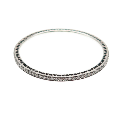Pandora 925 Sterling Silver Round-Cut C Z Bangle Bracelet 6.5"