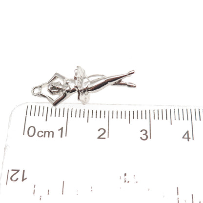 925 Sterling Silver Vintage Ballerina 3D Charm Pendant