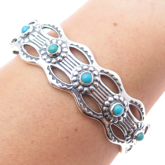 CAROLYN POLLACK American West Old Pawn Sterling Vintage Turquoise Bracelet 7.25"