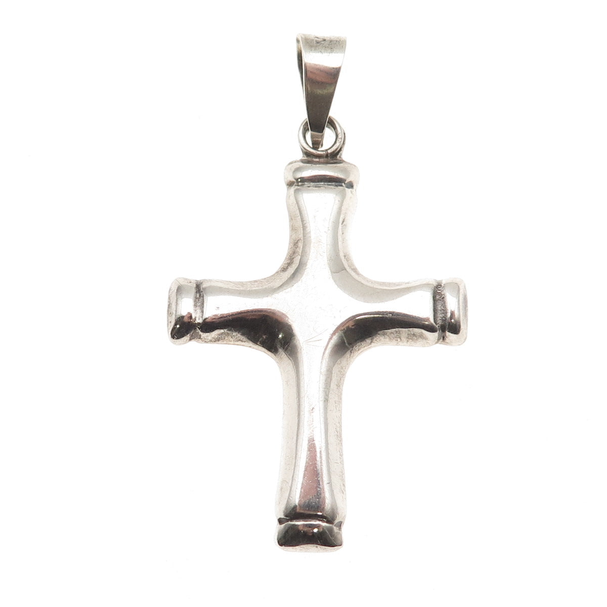 925 Sterling Silver Vintage Mexico Modernist Cross Oxidized Pendant
