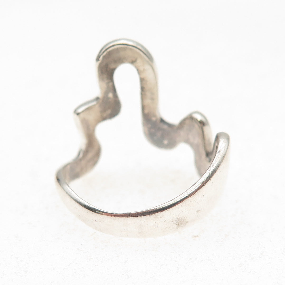 925 Sterling Silver Vintage Modernist Oxidized Ring Size 7.5