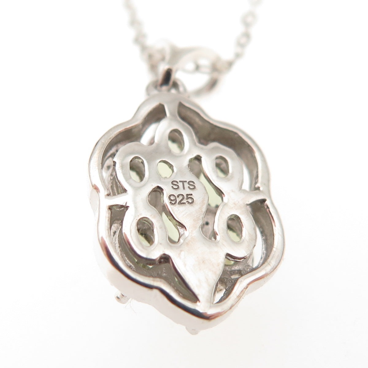 Chuck Clemency 925 Sterling Silver Real Green Amethyst Cable Chain Necklace 20"