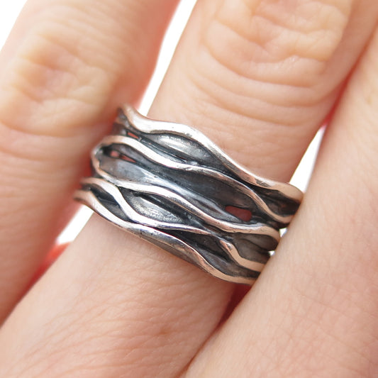HAGIT GORALI 925 Sterling Silver Vintage Modernist Nest Band Ring Size 6.25