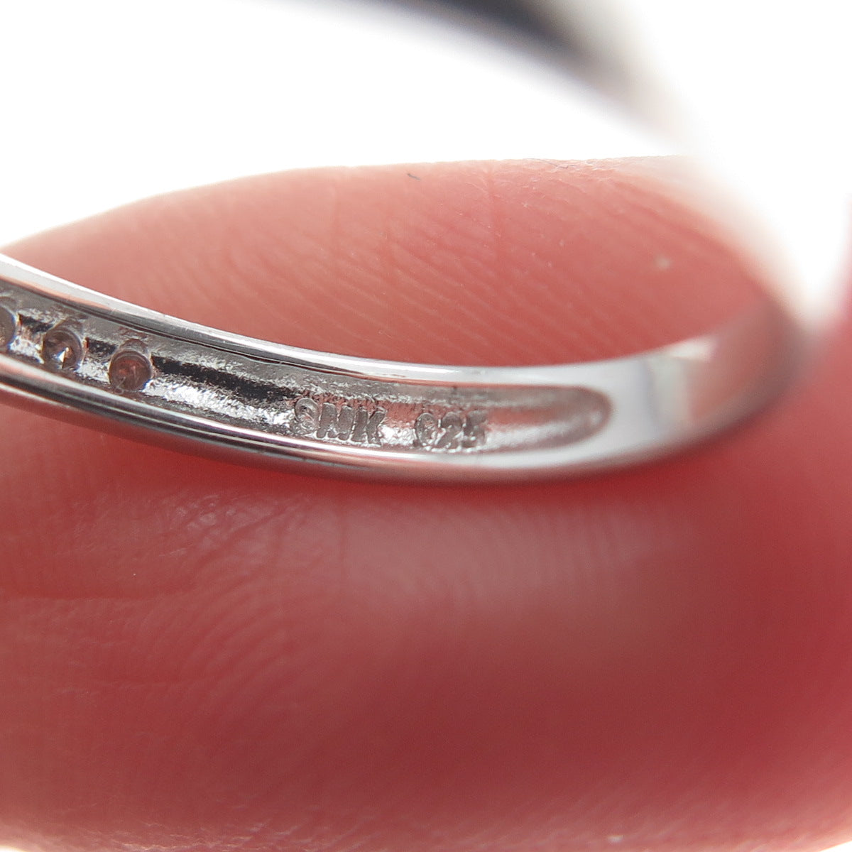 925 Sterling Silver Real Diamond & White Topaz Stackable Ring Size 7.25