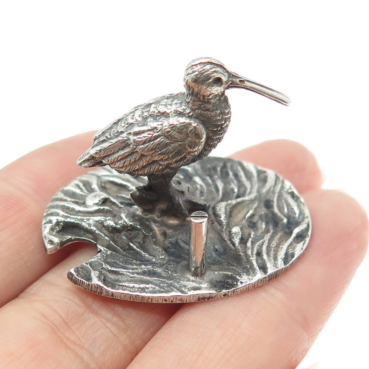 FRANCESCO CAPUTO 800 Silver Antique Italy Snipe Bird Oxidized Miniature Figurine