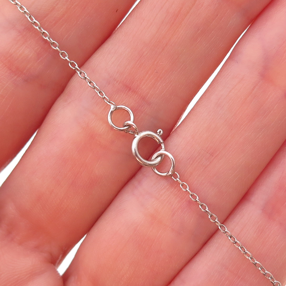 925 Sterling Silver Real Red Garnet White Topaz Floral Cable Chain Necklace 18"