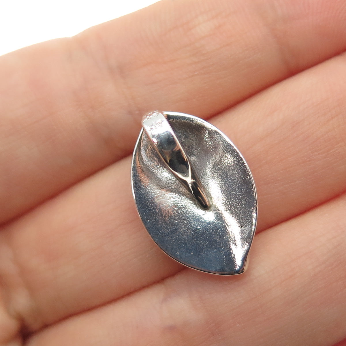 925 Sterling Vintage Real MOP Black Onyx & C Z Petal Mini Slide Charm Pendant