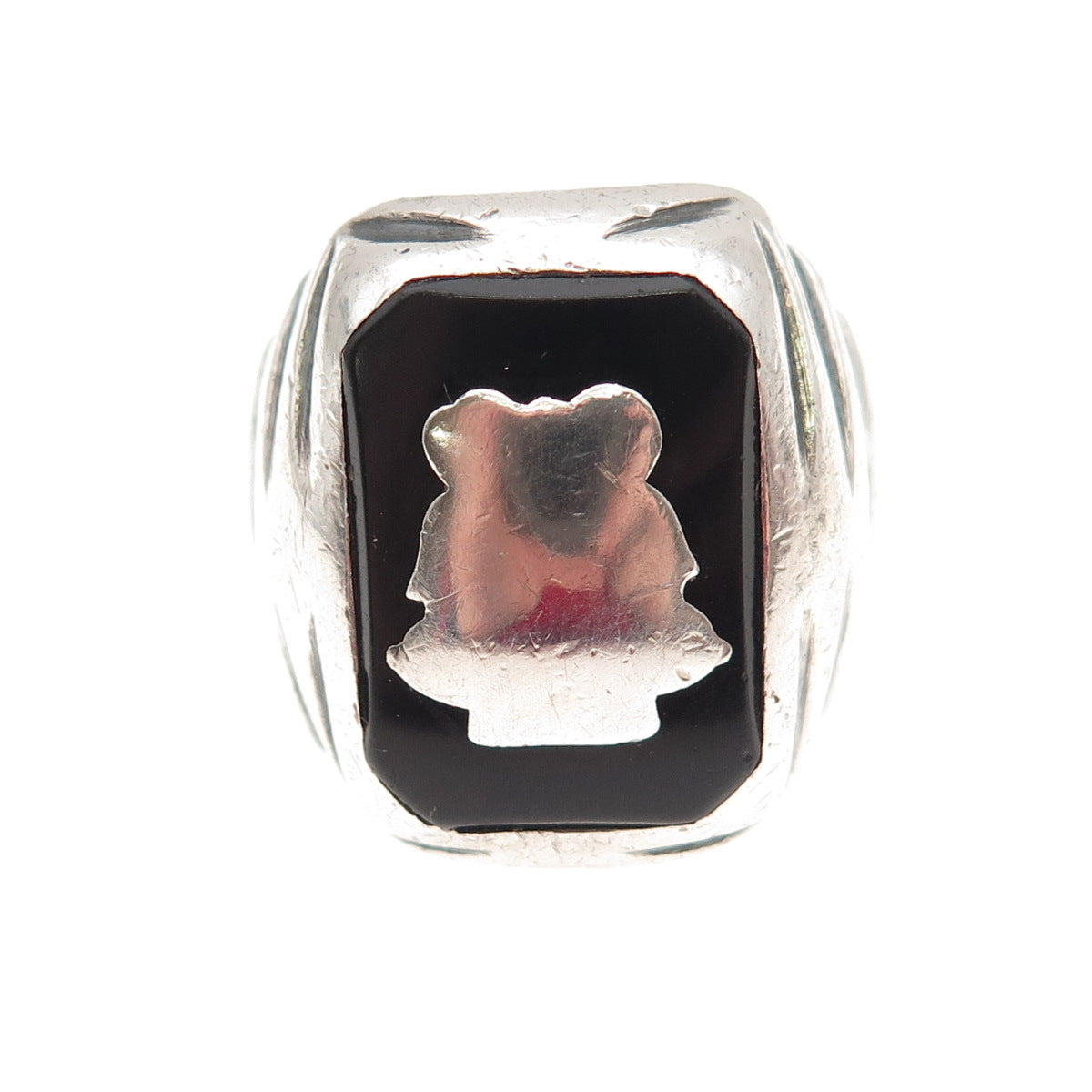 L.G. Balfour 925 Sterling Silver Antique Art Deco Real Black Onyx Ring Size 9.25
