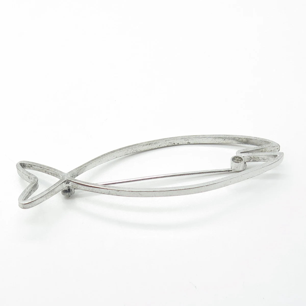 925 Sterling Silver Vintage diVera Ichthys Fish Religious Pin Brooch