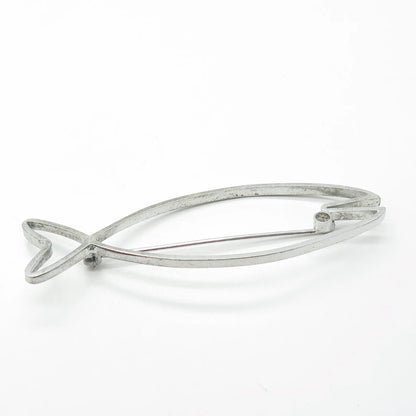 925 Sterling Silver Vintage diVera Ichthys Fish Religious Pin Brooch