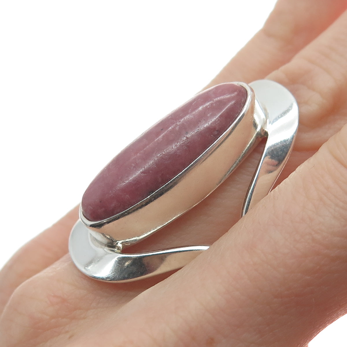 DOMINIQUE DINOUART 925 Sterling Silver Vintage Mexico Real Rhodonite Ring Size 8
