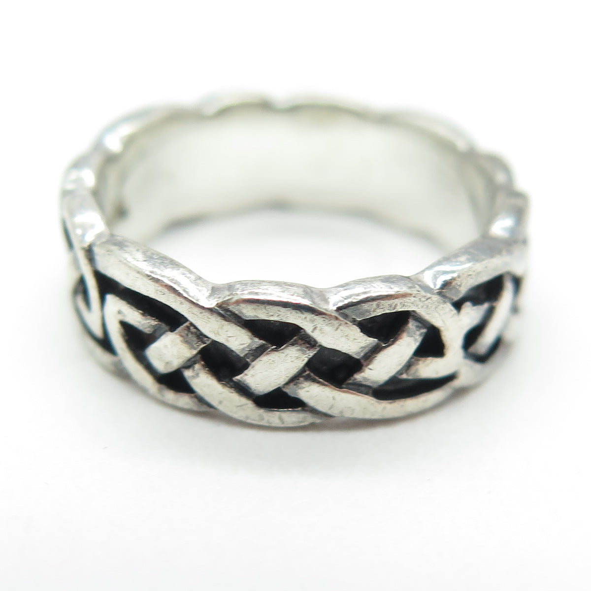 PETER STONE 925 Sterling Silver Vintage Celtic Knot Oxidized Band Ring Size 4.75