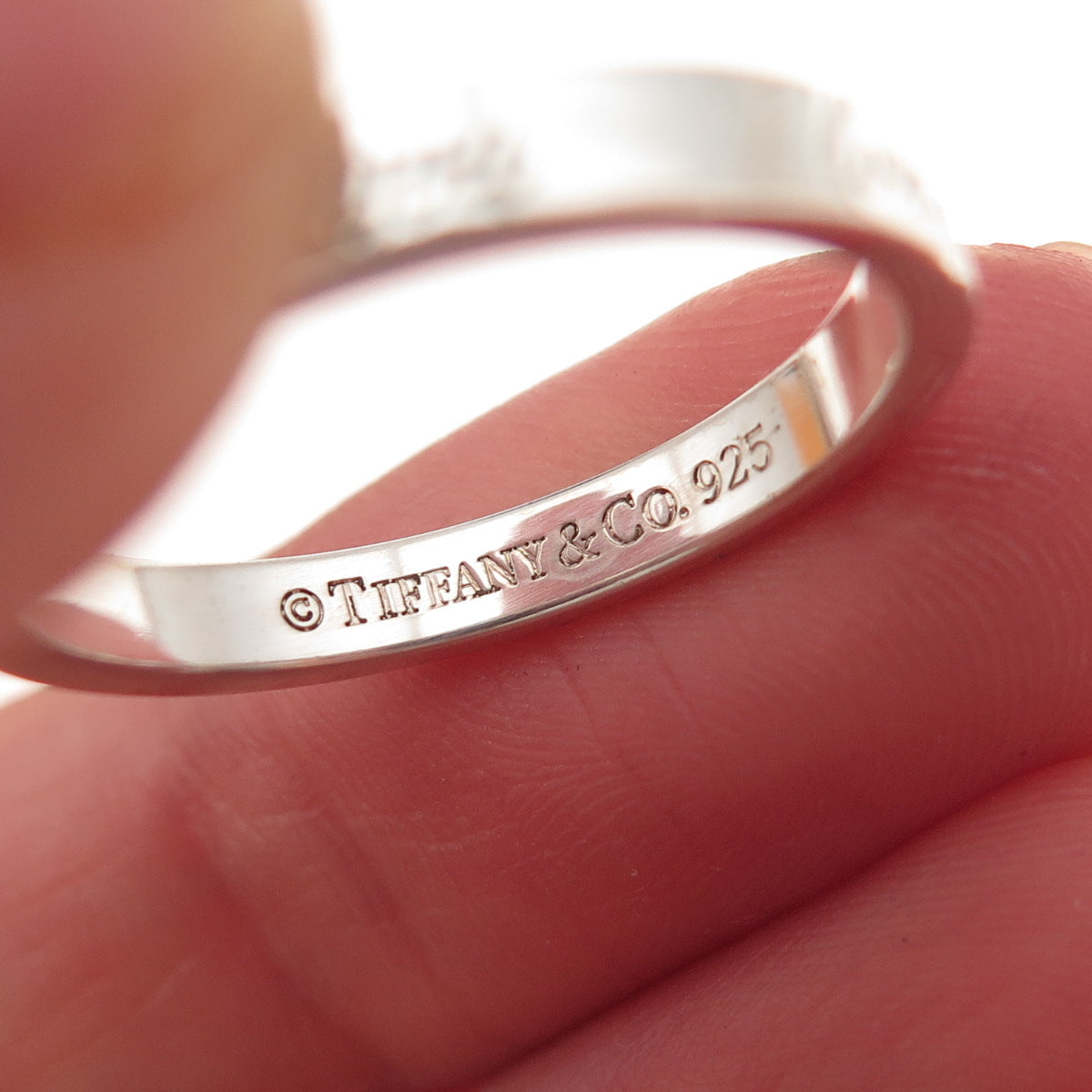Tiffany & Co. 925 Sterling Silver Vintage I Love You Band Ring Size 8