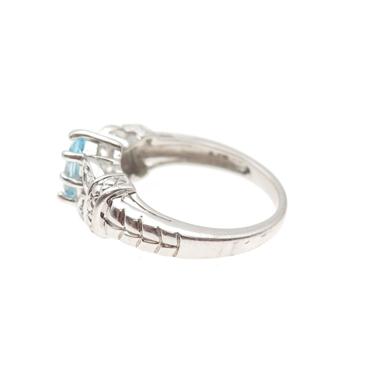 RJ GRAZIANO 925 Sterling Silver Real Blue Topaz & C Z Ring Size 7.25