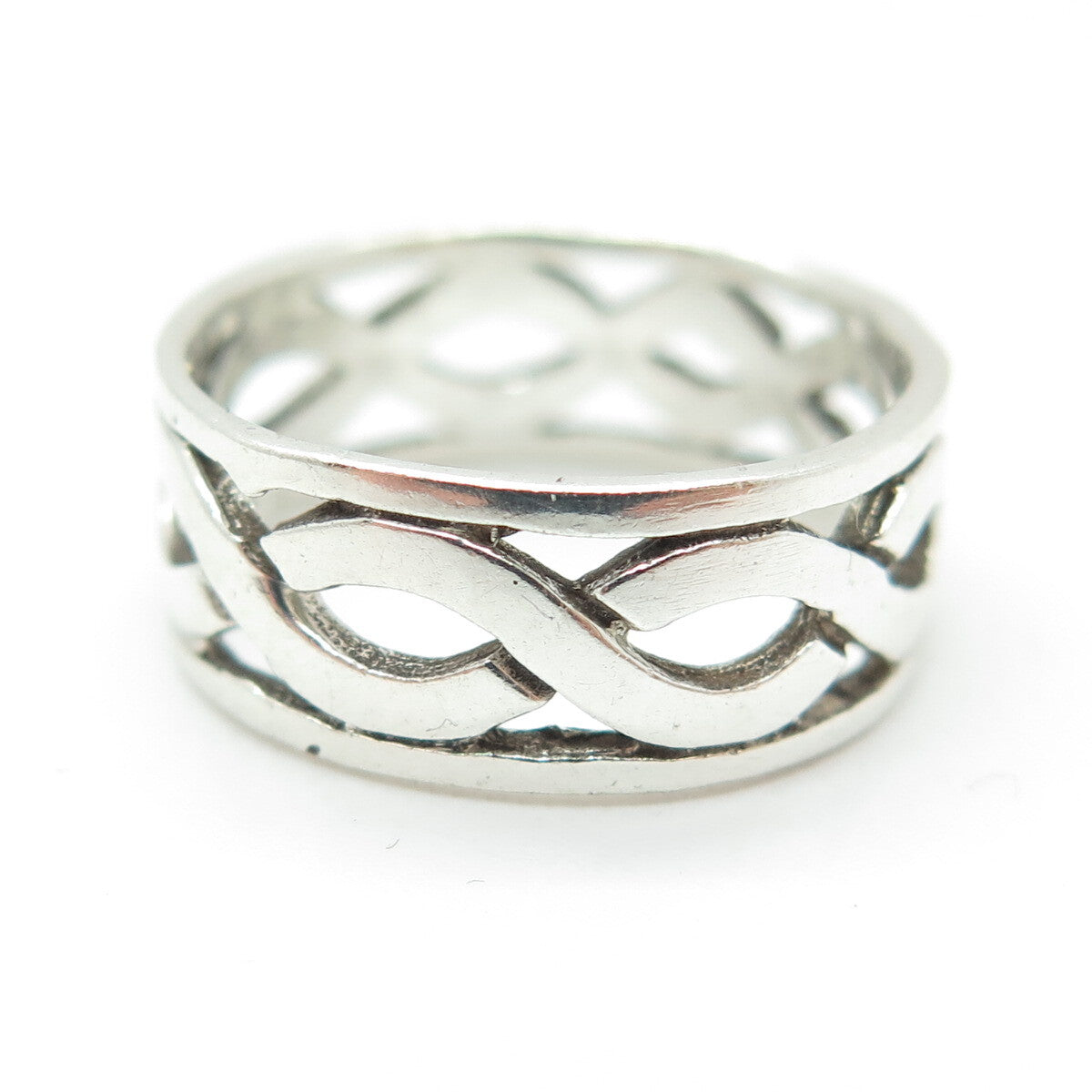 925 Sterling Silver Vintage Celtic Woven Band Ring Size 5.75