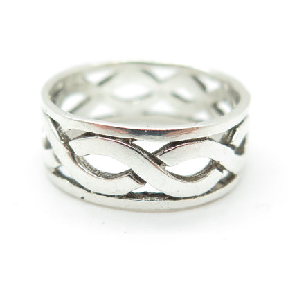 925 Sterling Silver Vintage Celtic Woven Band Ring Size 5.75