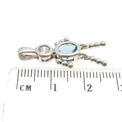 925 Sterling Silver Vintage Blue & White C Z December Birthstone Boy Pendant