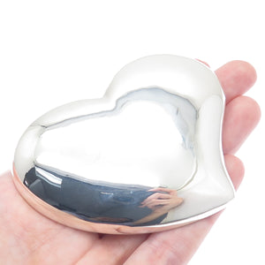 925 Sterling Silver Vintage Modernist Puffy Heart Belt Buckle