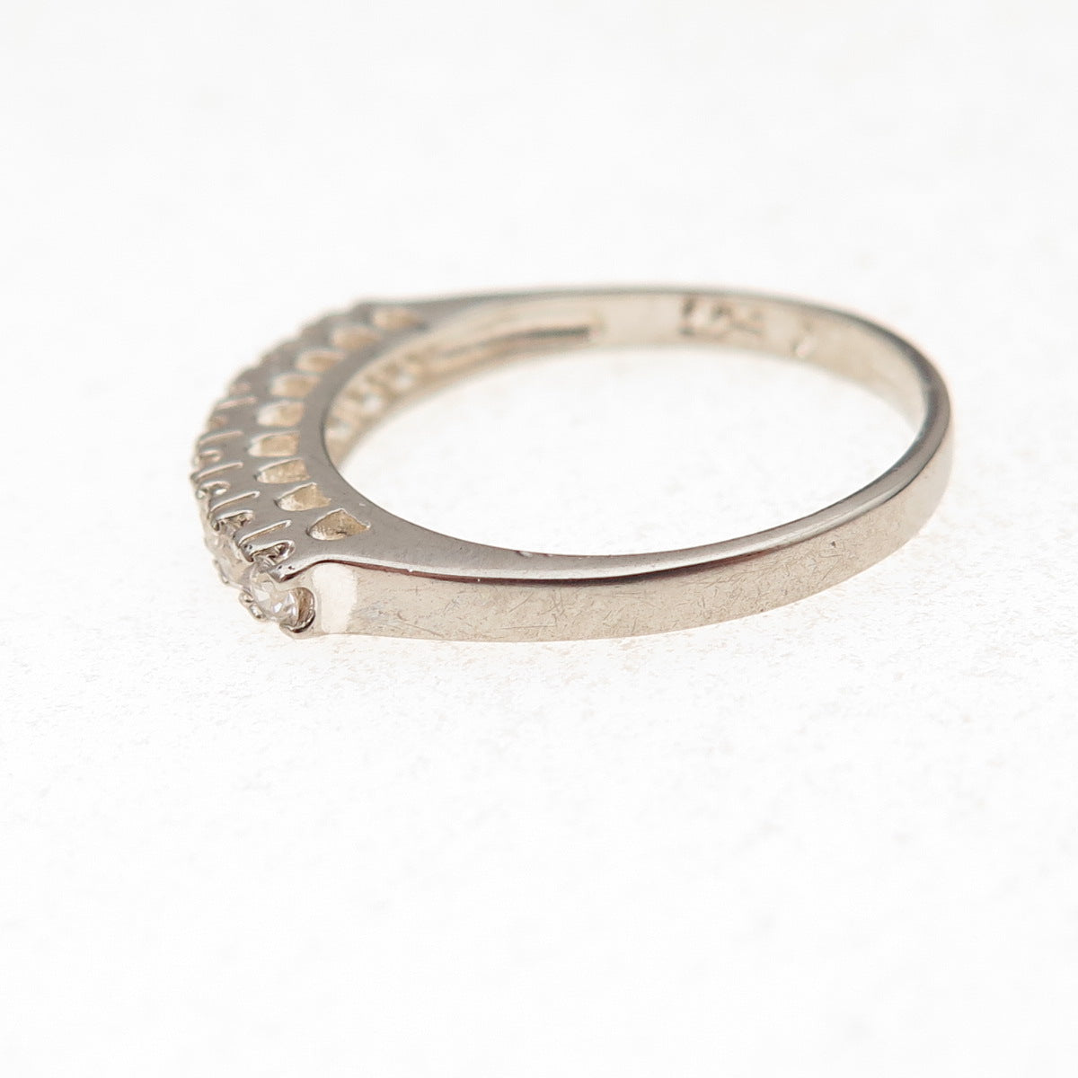 925 Sterling Silver Round-Cut C Z Half Eternity Ring Size 6.25