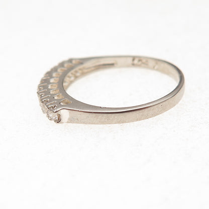 925 Sterling Silver Round-Cut C Z Half Eternity Ring Size 6.25