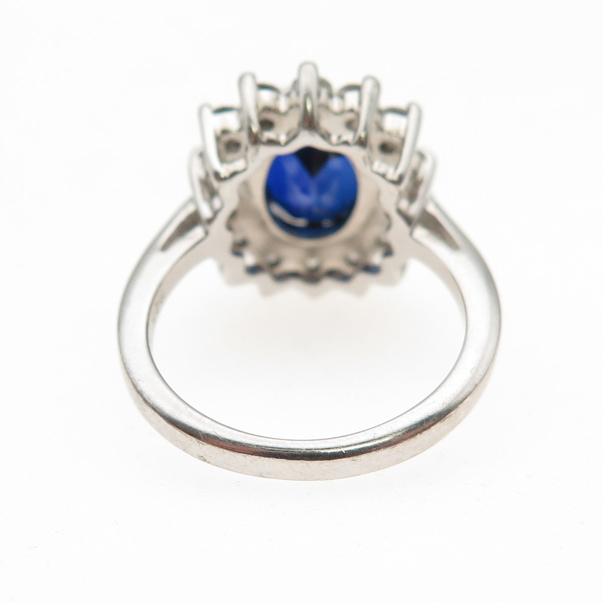 925 Sterling Silver Lab-Created Sapphire & C Z Ring Size 6.25