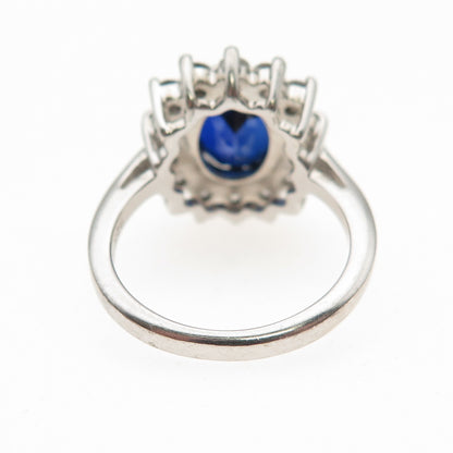 925 Sterling Silver Lab-Created Sapphire & C Z Ring Size 6.25