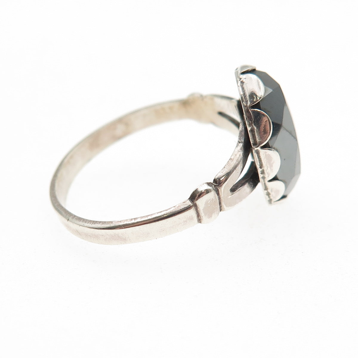 Bell Trading Post Old Pawn 925 Sterling Silver Vintage Hematite Ring Size 8.75