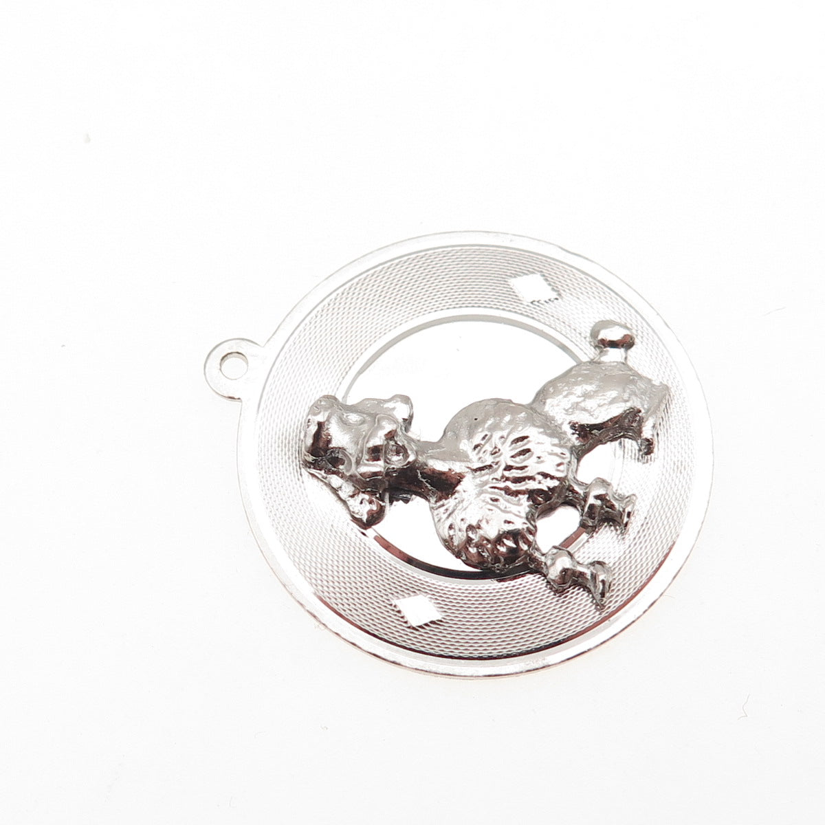 925 Sterling Silver Vintage Poodle Dog Charm Pendant