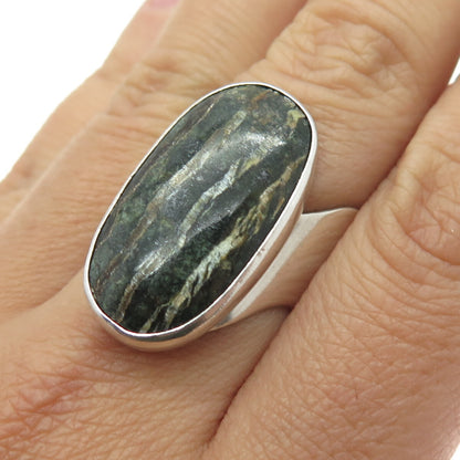 JAY KING DESERT ROSE 925 Sterling Silver Vintage Real Serpentine Ring Size 8