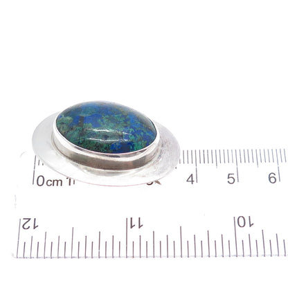 BEN J. CHAVEZ NAVAJO Old Pawn Sterling Silver Vintage Azurite Pin Brooch Pendant