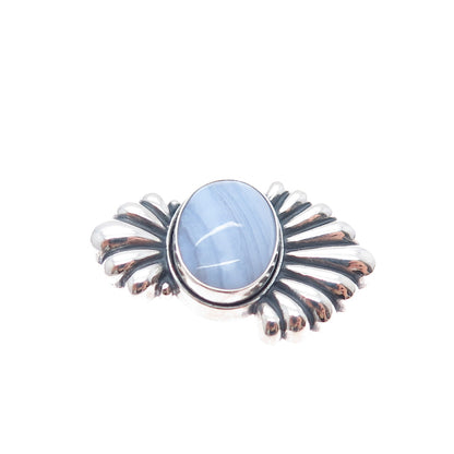 CAROLYN POLLACK Sterling Silver Vintage Real Lace Agate Oxidized Slide Pendant